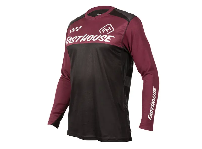 Fasthouse Alloy Block Long Sleeve Mtb Jersey - Maroon-Black 1