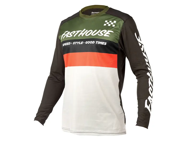 Fasthouse Alloy Kilo Long Sleeve Mtb Jersey - Olive-White 1