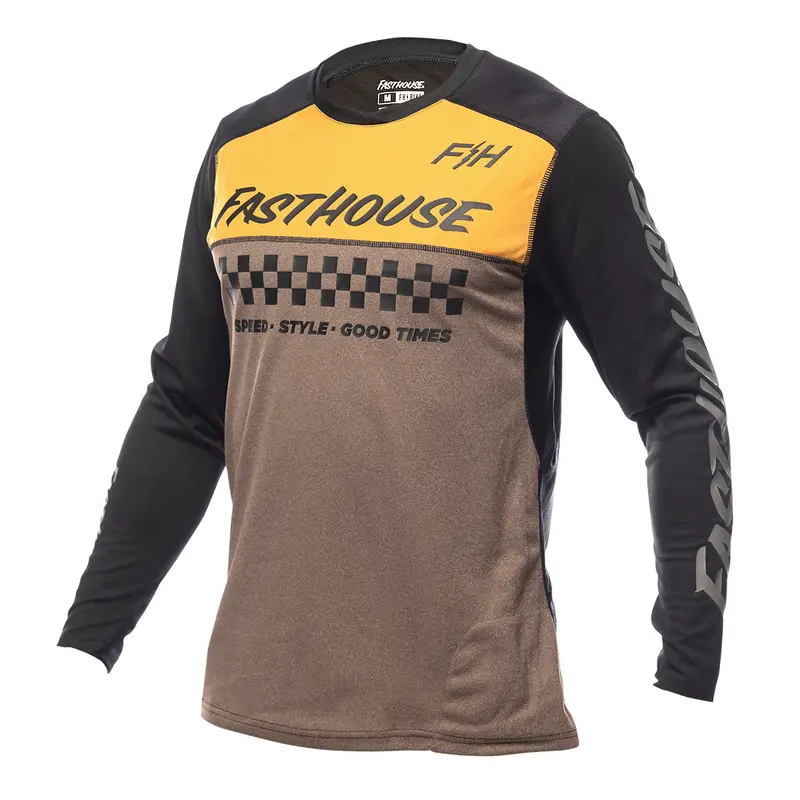 Fasthouse Alloy Mesa Long Sleeve Mtb Jersey - Heather Gold-Brown 1