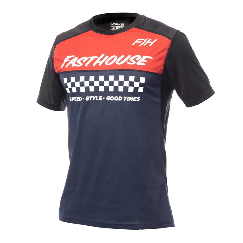 Fasthouse Alloy Mesa Short Sleeve Mtb Jersey - Youth - Heather Red-Navy 1