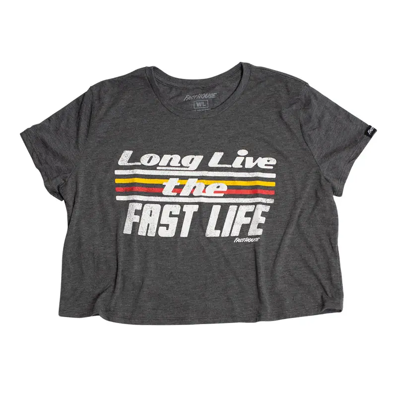 Fasthouse Anthem Crop Tee - Womens - Dark Gray Heather 1