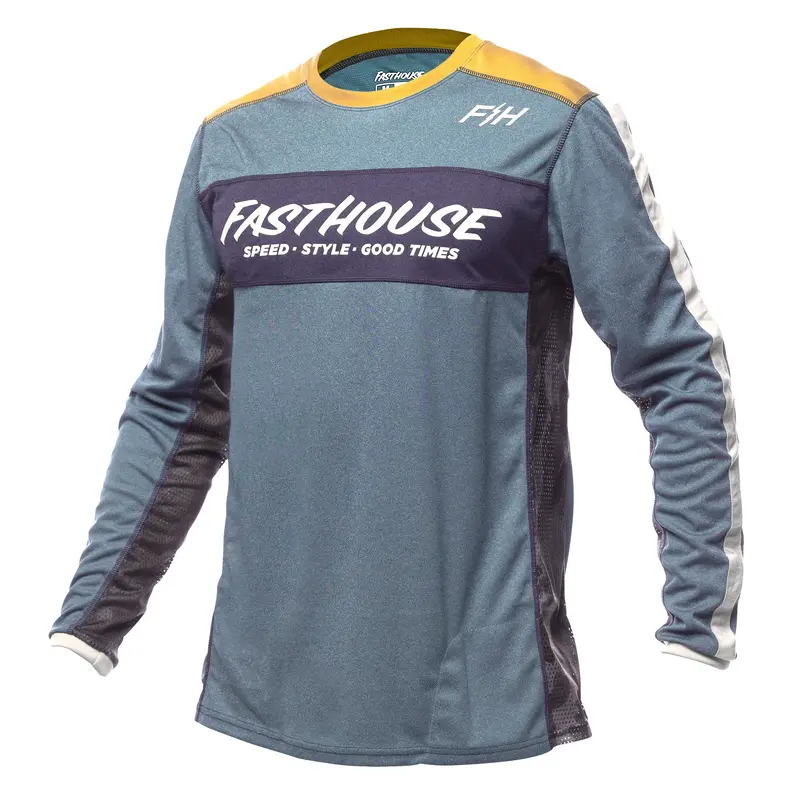 Fasthouse Classic Acadia Long Sleeve Mtb Jersey - Youth - Heather Indigo 1
