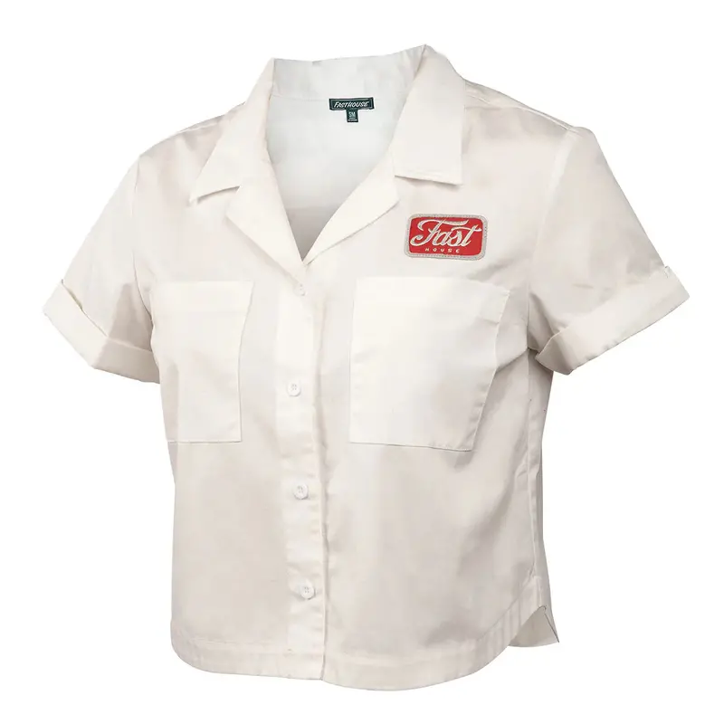 Fasthouse Garage Talk Short Sleeve Button Up - Womens - Off White 1