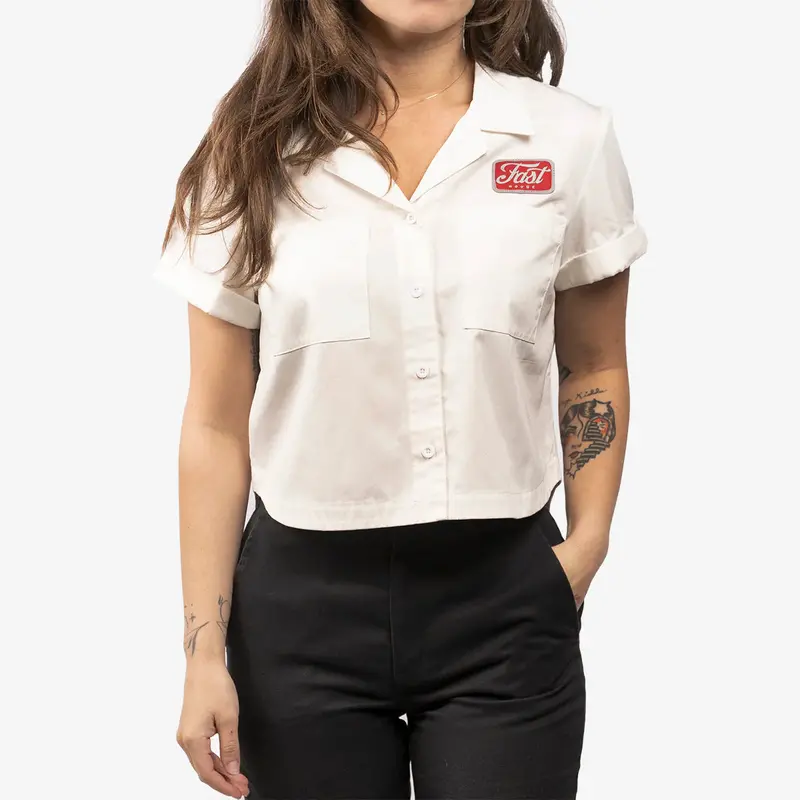 Fasthouse Garage Talk Short Sleeve Button Up - Womens - Off White 3