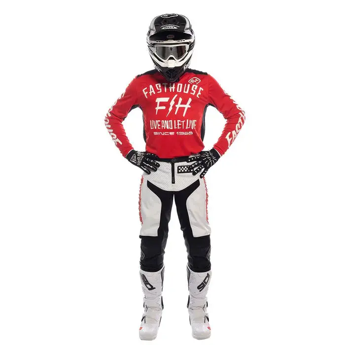 Fasthouse Grindhouse Pant - Youth - White-Red 2