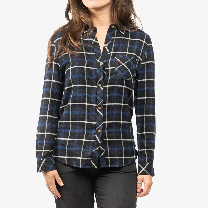 Fasthouse Honey Flannel Shirt - Womens - Dust Blue-Black 2