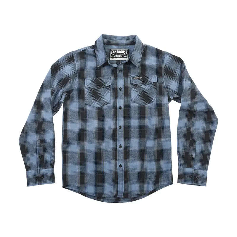 Fasthouse Saturday Night Special Flannel Shirt - Youth - Dust Blue-Black 1