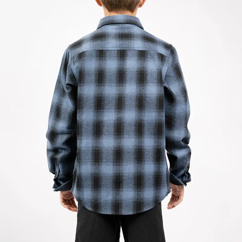 Fasthouse Saturday Night Special Flannel Shirt - Youth - Dust Blue-Black 2