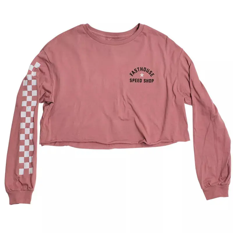 Fasthouse Star Long Sleeve Crop Tee - Womens - Heather Mauve 1