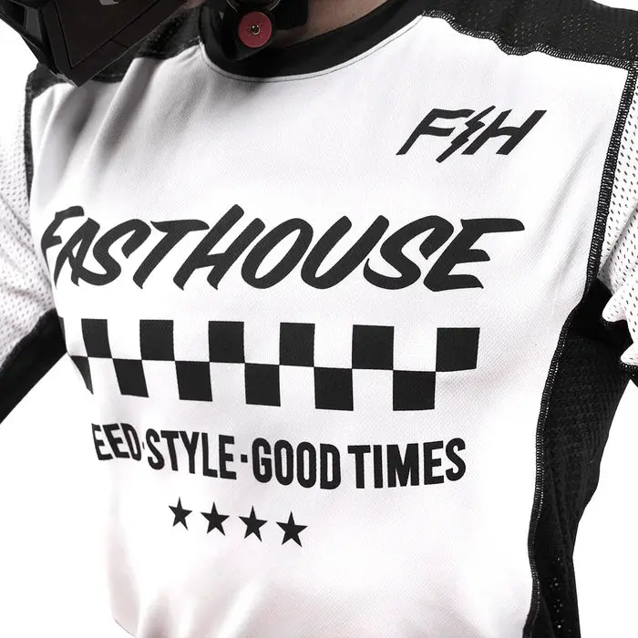 Fasthouse Usa Air Cooled Originals Jersey - Youth - White-Black 4