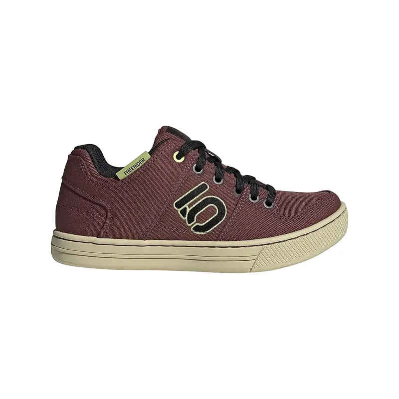 Five Ten Freerider Canvas Flat Pedal Shoe - Womens - Quiet Crimson-Core Black-Pulse Lime - 2022 1