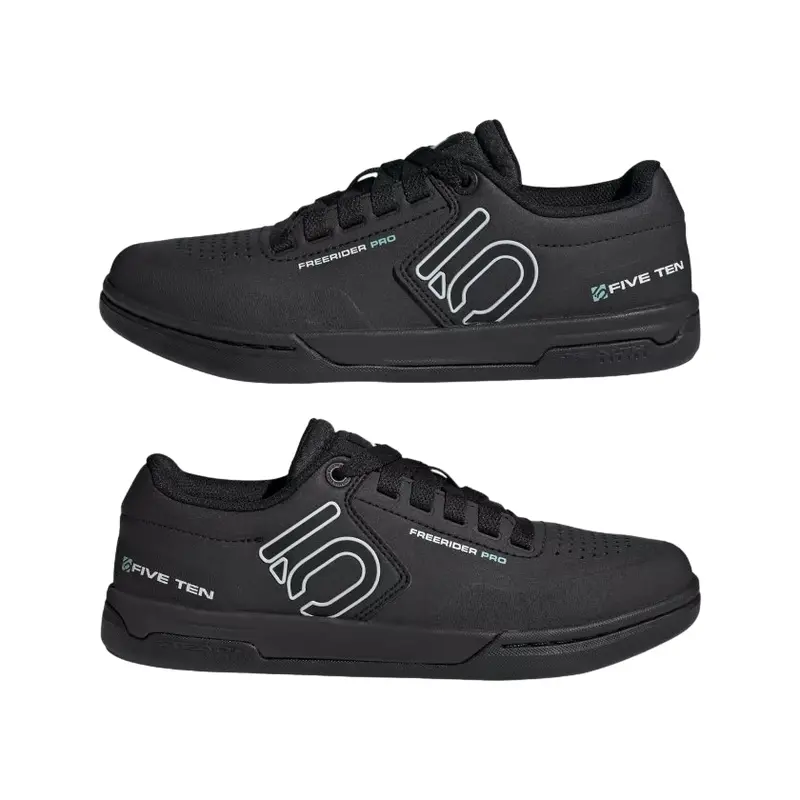 Five Ten Freerider Pro Flat Pedal Shoe - Womens - Core Black-Crystal White-Acid Mint 6