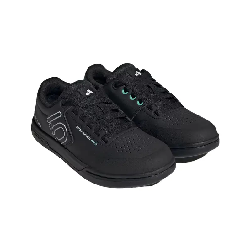 Five Ten Freerider Pro Flat Pedal Shoe - Womens - Core Black-Crystal White-Acid Mint 8