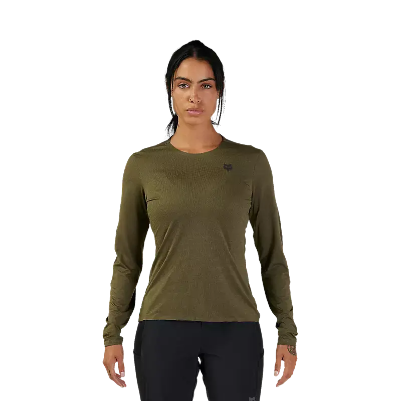 Fox Racing Flexair Ascent Long Sleeve Mtb Jersey - Womens - Olive Green 2