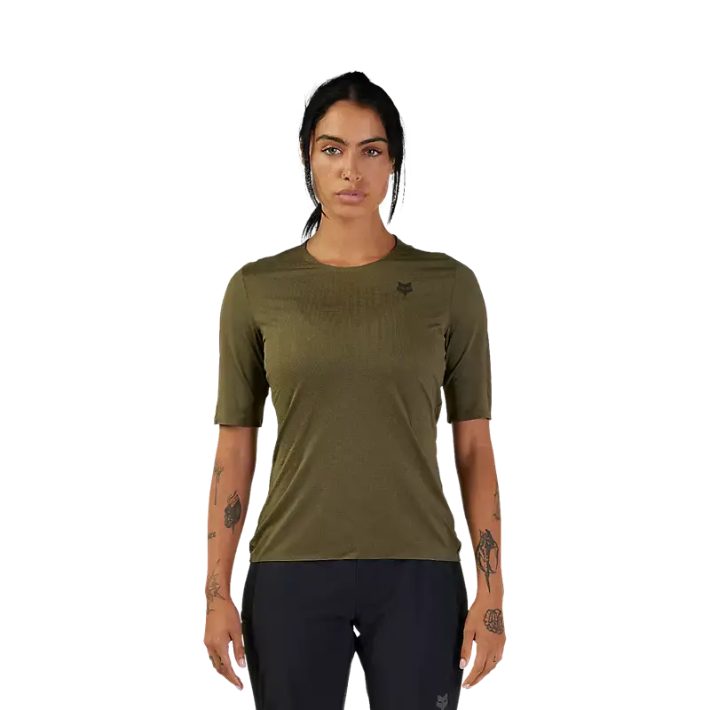 Fox Racing Flexair Ascent Short Sleeve Mtb Jersey - Womens - Olive Green 2