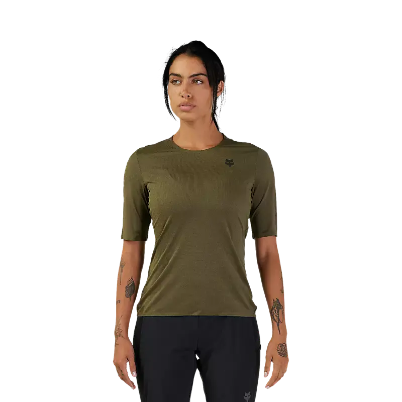 Fox Racing Flexair Ascent Short Sleeve Mtb Jersey - Womens - Olive Green 3