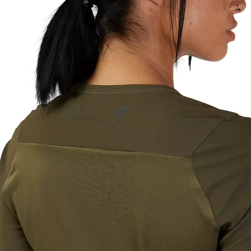 Fox Racing Flexair Ascent Short Sleeve Mtb Jersey - Womens - Olive Green 4