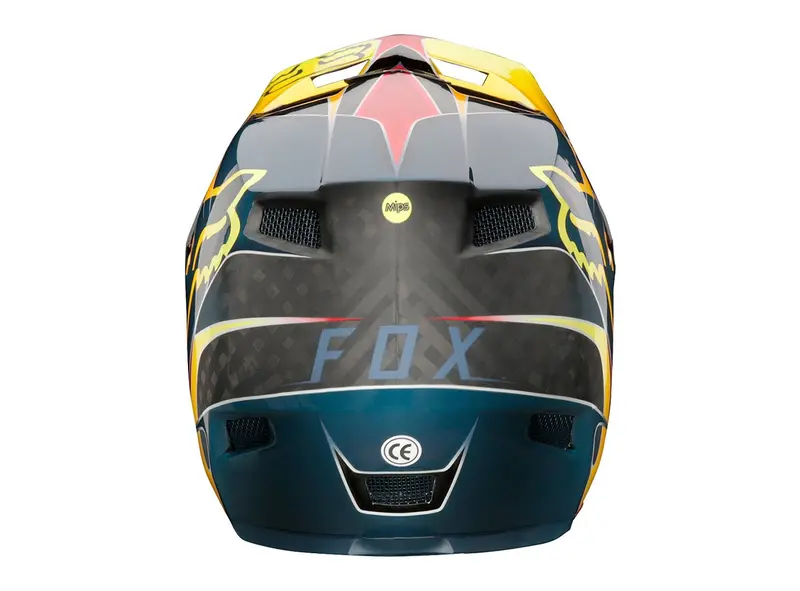 Fox Racing Rampage Pro Carbon Kustom Full Face Helmet - Red-Yellow 1
