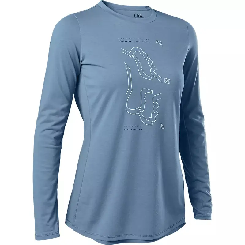 Fox Racing Ranger Dri Release Long Sleeve Mtb Jersey - Womens - Dusty Blue 1
