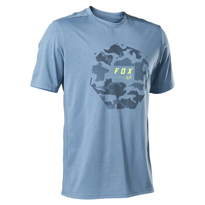 Fox Racing Ranger Moth Camo Dri Release Short Sleeve Mtb Jersey - Dusty Blue 1