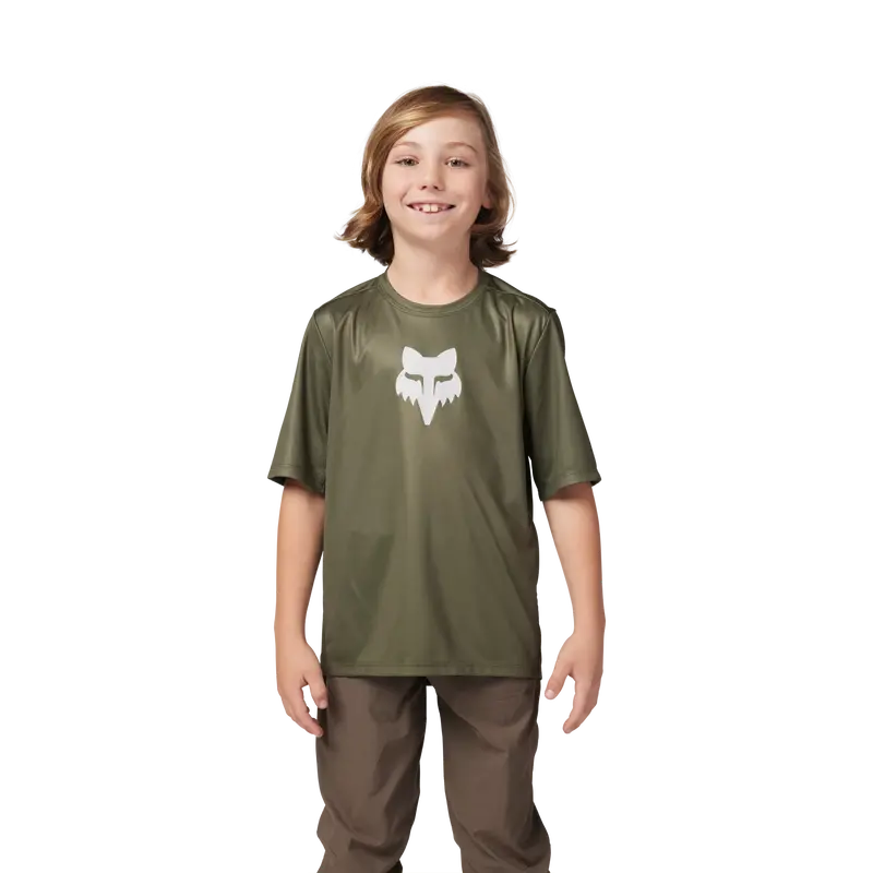 Fox Racing Ranger Short Sleeve Mtb Jersey - Youth - Olive Green 3