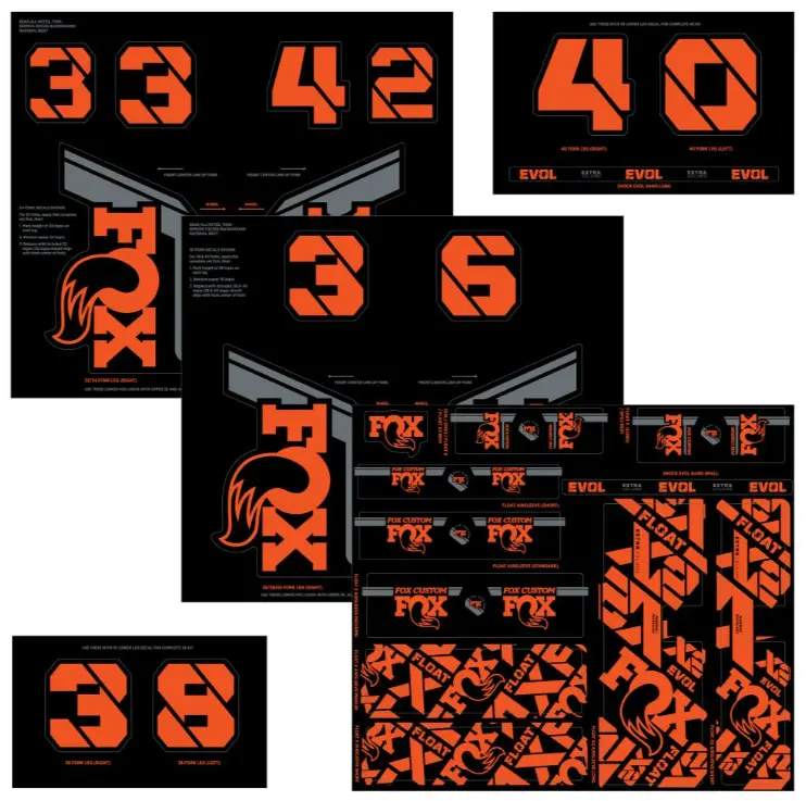 Fox Suspension Fork And Shock Am Custom Decal Kit - Factory Orange 1