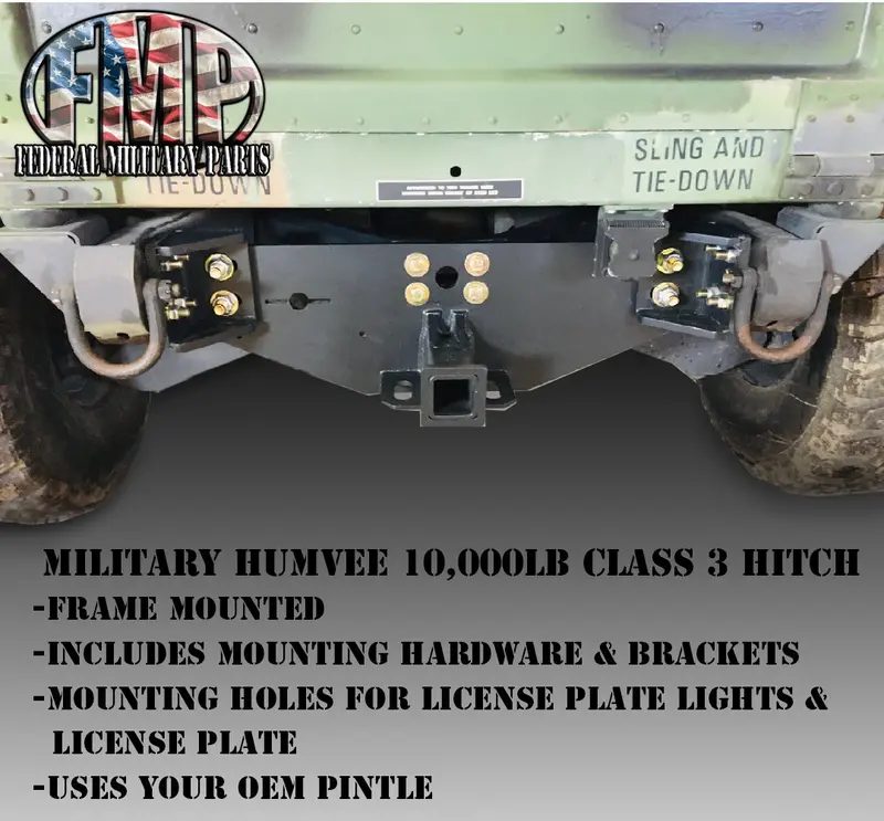 Frame Hitch -  Class 3 - No Drilling To Install - Ultra Heavy Duty 10,000 Lb For Military Humvee M998 Hmmwv Trailer 2.5" Receiver 1