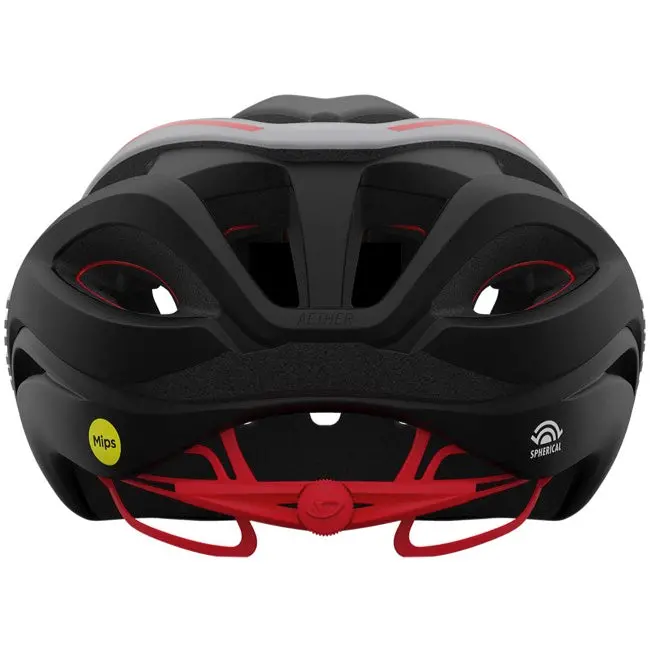 Giro Aether Spherical Road Helmet - Matt Black-White-Red - 2022 3