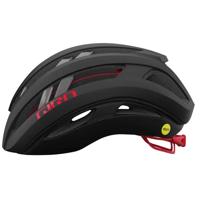 Giro Aries Spherical Road Helmet - Matt Carbon- Red 2
