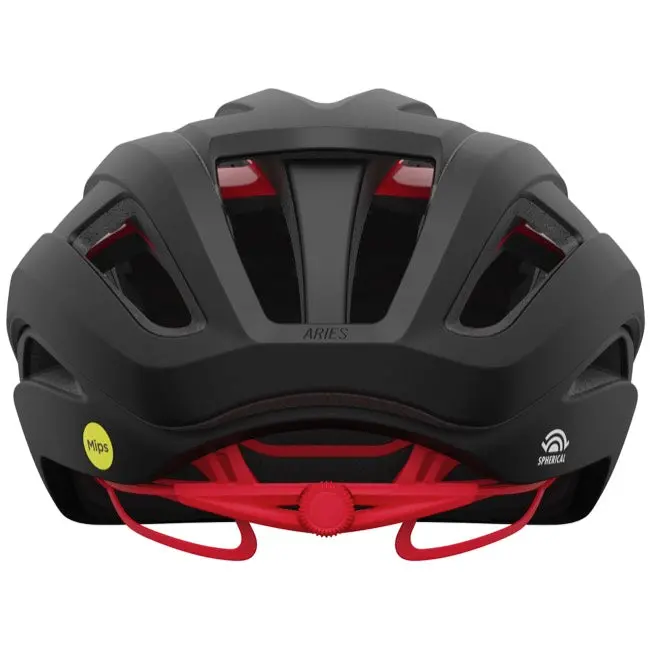 Giro Aries Spherical Road Helmet - Matt Carbon- Red 3