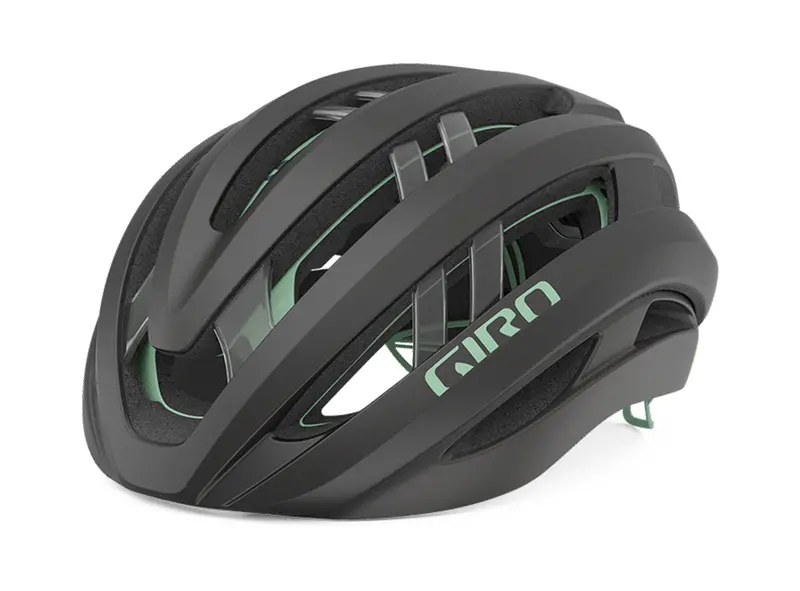 Giro Aries Spherical Road Helmet - Matt Coal-Spruce Green 1