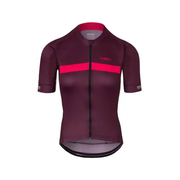 Giro Chrono Short Sleeve Road Jersey - Womens - Dark Cherry-Raspberry Stripe 1