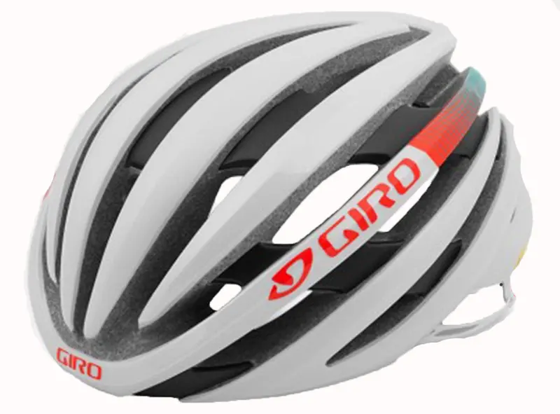 Giro Ember Mips Road Helmet - Womens - Matt White-Turquoise-Vermillion 1