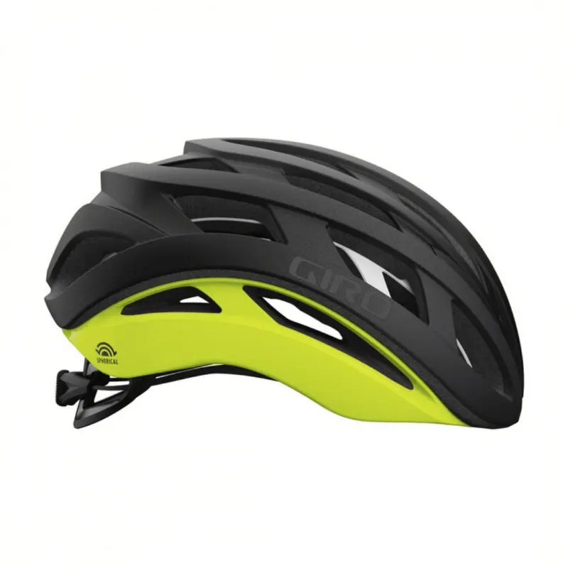 Giro Helios Spherical Road Helmet - Matt Black-Hi-Viz Yellow - 2021 3