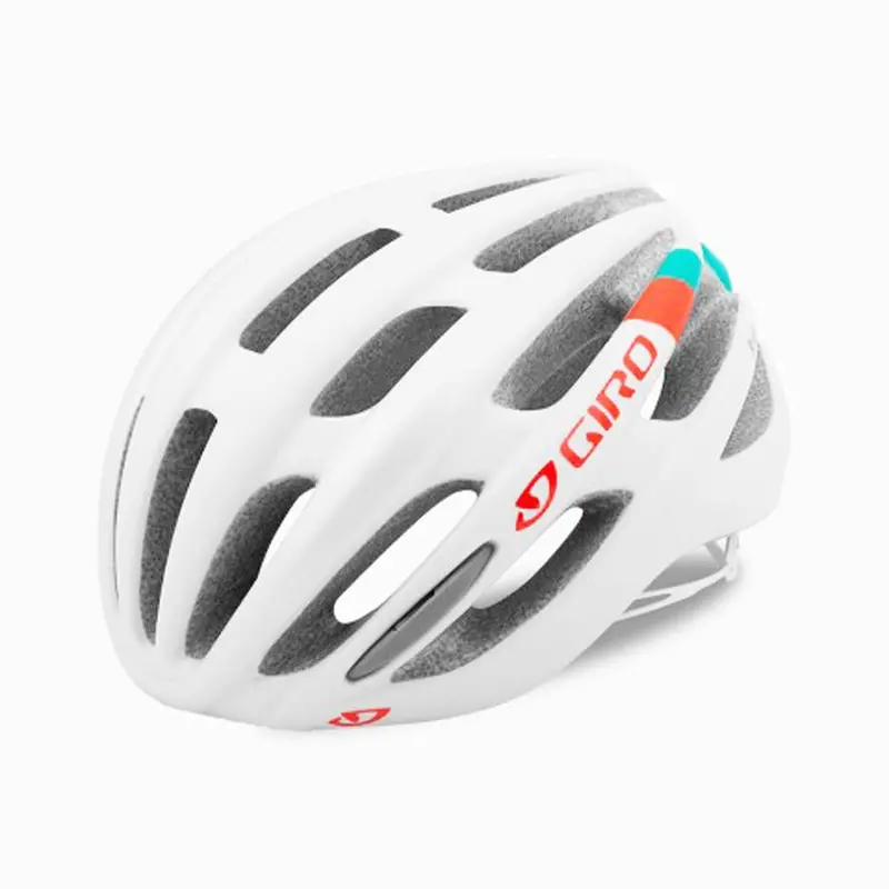 Giro Saga Road Helmet - Womens - Matt White-Turquoise-Vermillion 1