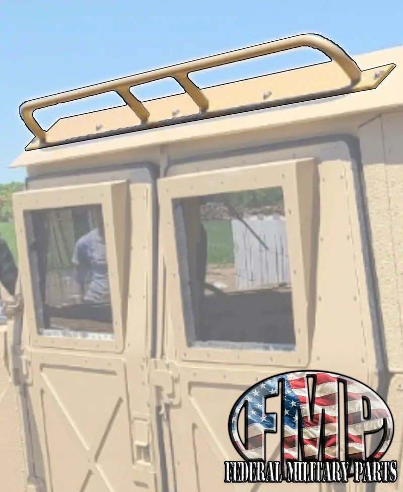 Grab Rails (Pair) For Tactical Aluminum Roof -Unpainted Aluminum- Compatible With Humvee Hard Top 2