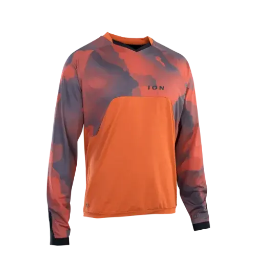 Ion Traze Amp Aft Long Sleeve Mtb Jersey - Crimson Earth 1