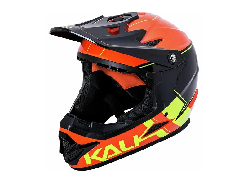 Kali Zoka Full Face Helmet - Switchback - Youth - Gloss Orange-Flo Yellow-Black 1