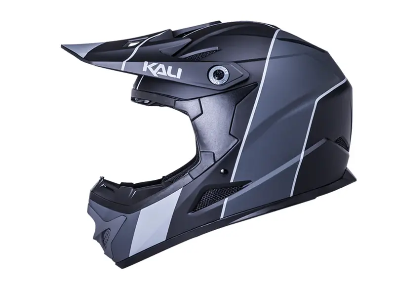 Kali Zoka Full Face Helmet - Youth - Stripe Matt Black-Gray 2