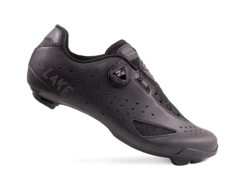 Lake Cx177 Road Shoe - Wide - Black-Black Reflective 1