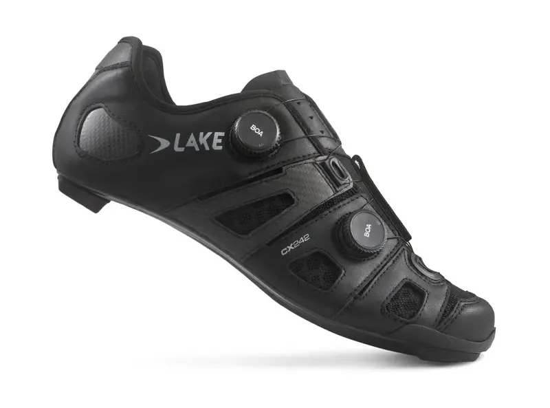 Lake Cx242 Road Shoe - Wide - Black-Silver 1