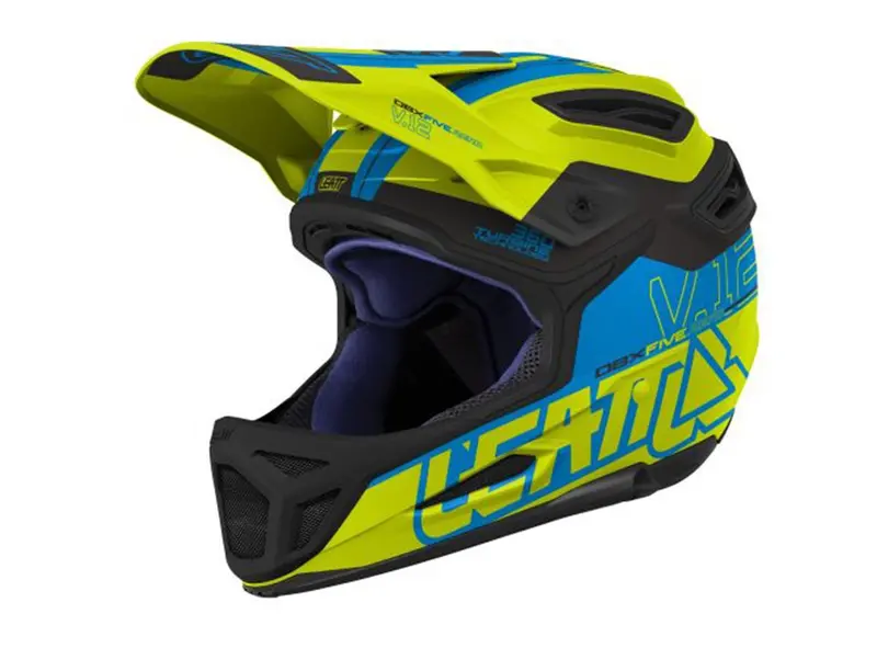Leatt Dbx 5.0 V12 Full Face Helmet - Lime-Blue 1