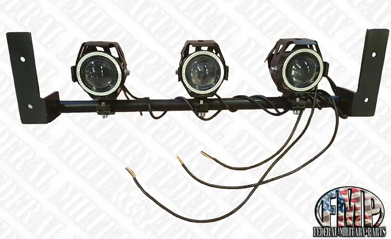 Light Bar 24V Blazer 100 Watts - White U5 Lights - No Drill Install -Military White Triple Light Bar, Fits Humvee 2