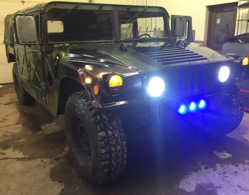 Light Bar + (3) 100 Watt Lights For Humvee - Option Of Blue Or White Lights 1