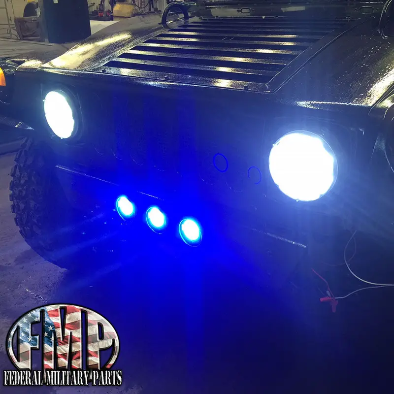 Light Bar + (3) 100 Watt Lights For Humvee - Option Of Blue Or White Lights 1