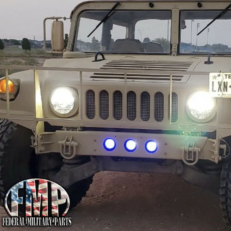 Light Bar + (3) 100 Watt Lights For Humvee - Option Of Blue Or White Lights 2