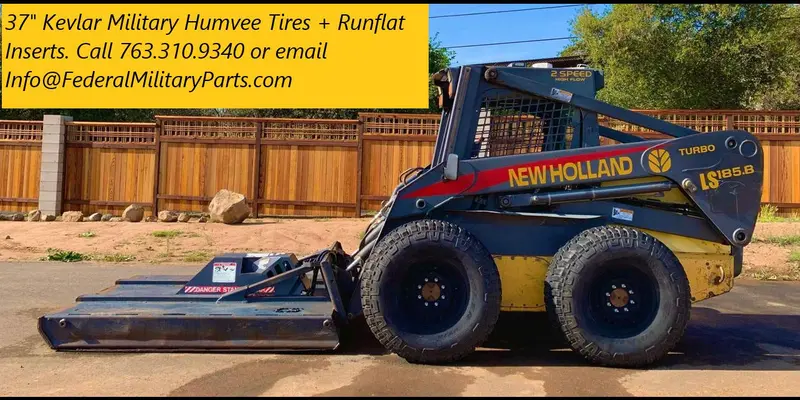 Military Kevlar Tires For Skid Steer Matched Sets Of Four Or Five 37” Mounted On 8-Lug 16.5” Rims 90-100% Tread. 10 Ply 24 Bolt Plus Run Flat Insert 2