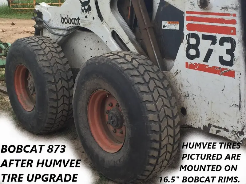Military Kevlar Tires For Skid Steer Matched Sets Of Four Or Five 37” Mounted On 8-Lug 16.5” Rims 90-100% Tread. 10 Ply 24 Bolt Plus Run Flat Insert 3