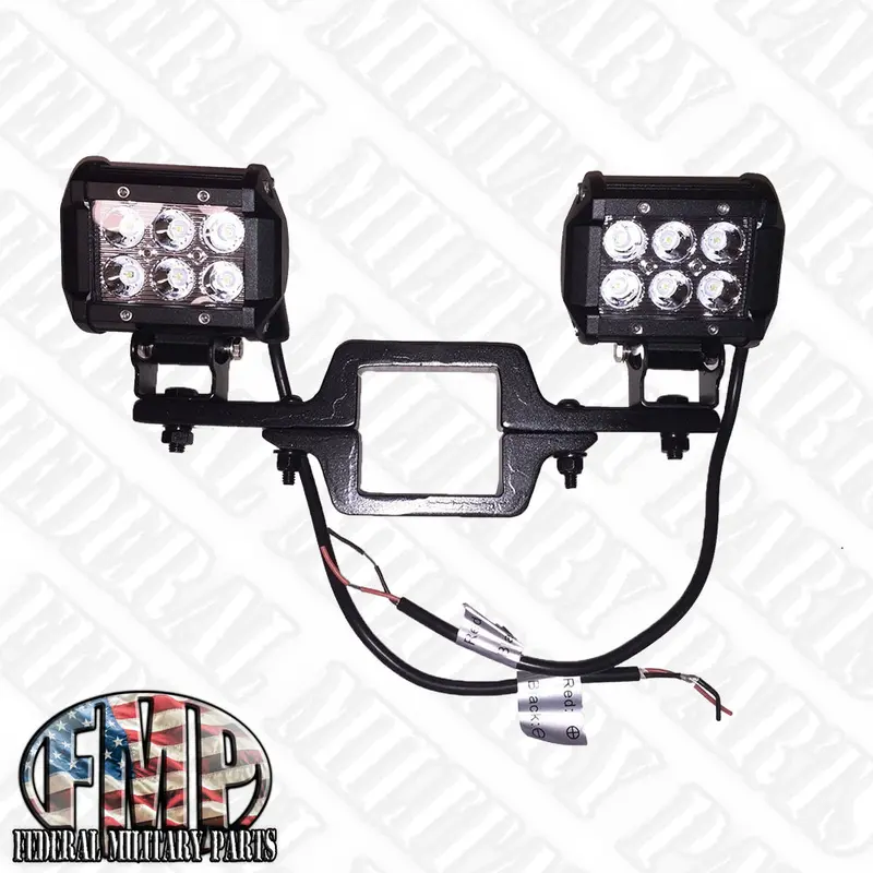 Mounted Dual Backup Sq Lights + Bracket 12V - 24V Led Military Humvee M998 1