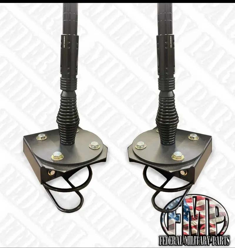 New Dual Military Antenna Kit, Base And Mounting Bracket Kit Not Oem Fits Humvee 1